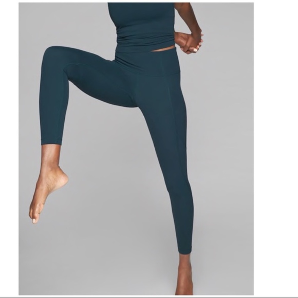 Athleta Stash Pocket Salutation Tight Teal X
